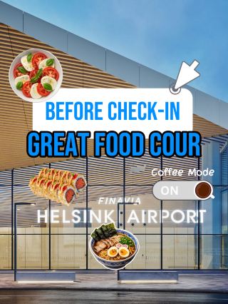 Food Hall - 赫爾辛基機場 (禁區外)。Check-in 前嘅能量補給站！赫爾辛基機場美食廣場，自助點餐方便快捷 ✈️🍔🍣