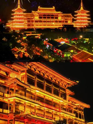 The sunset glow in the sky pierces the sky, like the beautiful scenery of Jieyang