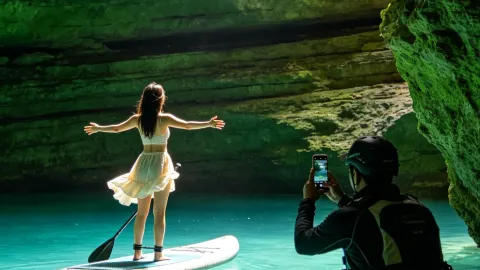 สีฟ้า Tiffany ของถ้ำหินหลง ทำให้โซเชียลระเบิด — traveler post in โตวอัน