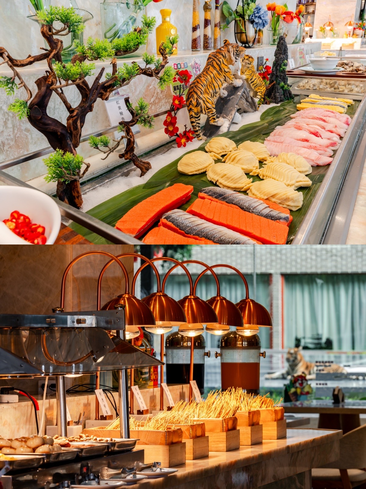 Là một đứa nghiện phim ảnh như mình, vừa bước vào phòng khách sạn Xiongjing ở Bình Nam (Quảng Tây) là đầu nảy số ra cảnh phim "Life of Pi" liền! 😂 Nhưng phiên bản này an toàn và chill hơn nhiều nha.

Chuyến đi 2 ngày 1 đêm chớp nhoáng nhưng siêu đáng tiền. Điểm đắt giá nhất chắc chắn là chiếc view "triệu đô" từ cửa kính sát đất trong phòng: nhìn thẳng ra khu của các bạn hổ! Sáng ngủ dậy thấy "anh bạn" sọc vằn đi qua đi lại ngay trước mắt, cảm giác vừa kích thích vừa buồn cười, đúng kiểu trải nghiệm điện ảnh thực tế ảo.

Buổi tối trời se se lạnh, mình còn được trải nghiệm ăn lẩu ấm nóng ngay cạnh cửa sổ ngắm hổ. Vừa húp súp vừa nhìn hổ đi dạo, ta nói nó lạ lẫm vô cùng (cũng hơi rén sợ ảnh nhảy vào xin miếng thịt bò nhưng kính siêu dày nên yên tâm nha 🥩🤣).

Ban ngày thì mình lượn lờ qua Thế Giới Động Vật Xiongsen ngay bên cạnh, chụp được một rổ ảnh sống ảo. Đúng chuẩn gu một đứa làm curator assistant như mình, thích săn mấy góc chụp lạ mắt. Chỗ này đi trốn áp lực công việc cuối tuần là hết bài luôn. Ai muốn đổi gió tìm cảm giác mạnh mà vẫn được lười biếng nghỉ dưỡng thì lưu ngay chỗ này nhé! ✨