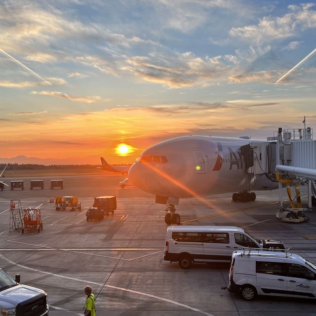 beautiful sunset while boarding 