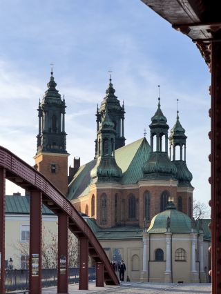 Cathedrals with blue onion cap in Poznan 