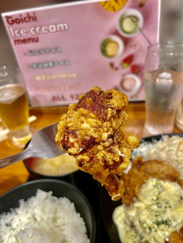 치킨난반+간장가라아게 반반 세트로 든든하게! 松山 “ごいち” 방문기