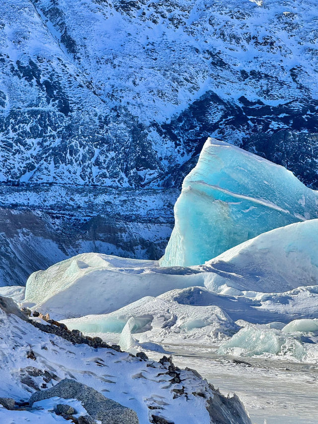 在來古冰川 第一次看到藍冰|||