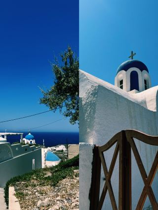 An afternoon in Santorini bathed in sunlight