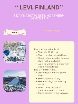 フィンランド、レヴィ – 5日間の北極圏スキー＆オーロラ観賞旅行