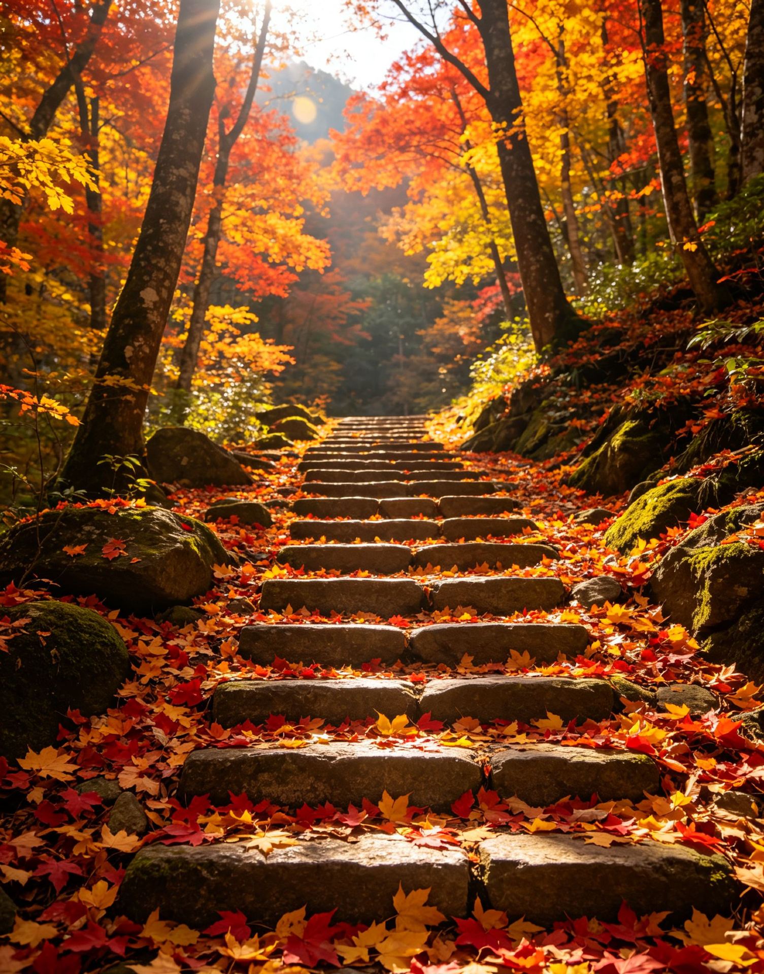 ฤดูใบไม้ร่วงแต่งแต้มเทือกเขาฉินหลิง-ปาซานด้วยสีสันสดใส มอบทัศนียภาพอันน่าตื่นตาตื่นใจของใบไม้สีแดงที่ภูเขากวงหวู่