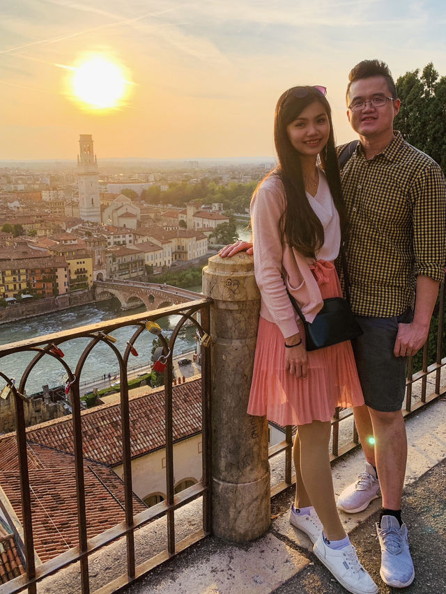 Romantic Couple's Escape in Verona: A Perfect Evening at Castel San Pietro 