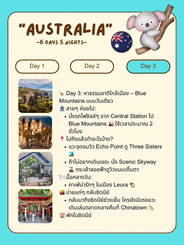 แจกแพลนเที่ยวออสเตรเลีย 🇦🇺  ✨ 6 วัน 5 คืน 