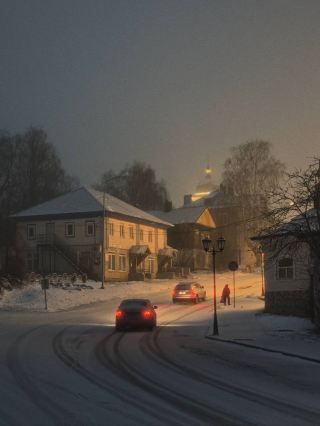 Myshkin: Evening Snowstorm and Merchant Hills
