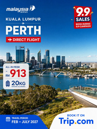 Perth on Sale: Direct Flights from RM913 This 9.9 ✈️