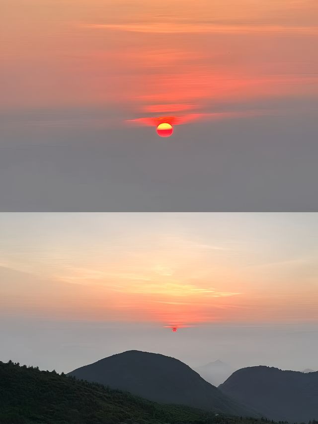 放假待不住 那就去爬山 看日出日落