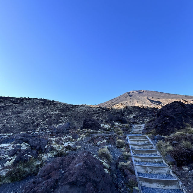 Tongariro alpine crossing amidst volcanoes - New Zealand
