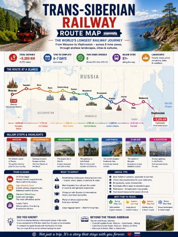 🚆🇷🇺 シベリア鉄道ルートマップ：ロシアの伝説的な鉄道旅行への究極