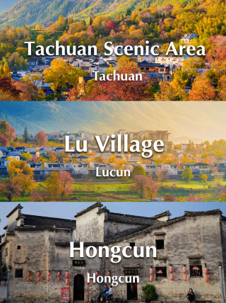 Named one of China's most beautiful autumn destinations by National Geographic! Tachuan, Lucun, and Hongcun are breathtakingly beautiful