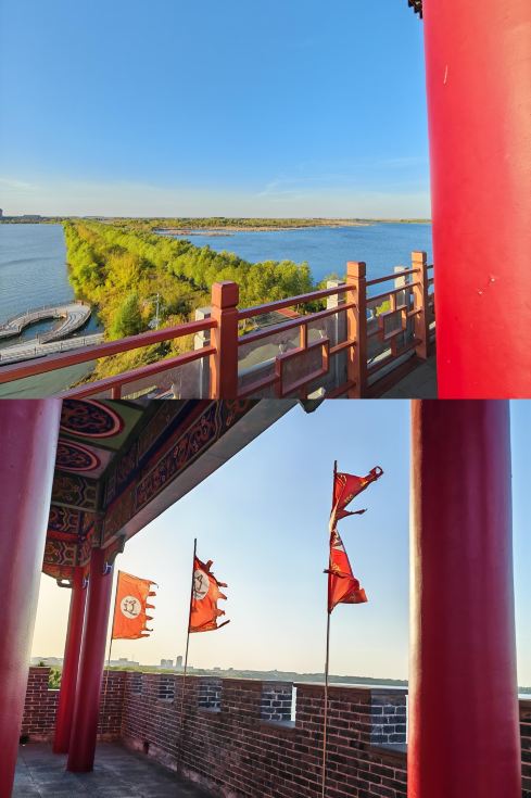 白城の湿地で見られる夕日は言葉を失うほどの美しさです。