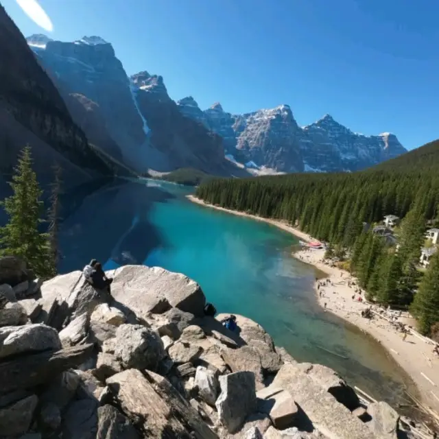 from deep blue to tourq blue_ lake Moraine