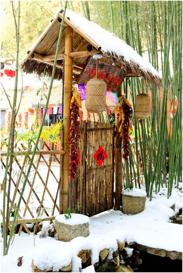 《雪後出遊竹泉村》