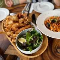 Great seafood basket at Greenwood Fish Market