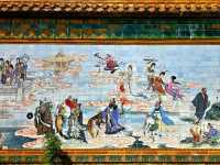 Vibrant stories on the Walls in Hall of Universal Brightness car park at Kong Meng San Temple
