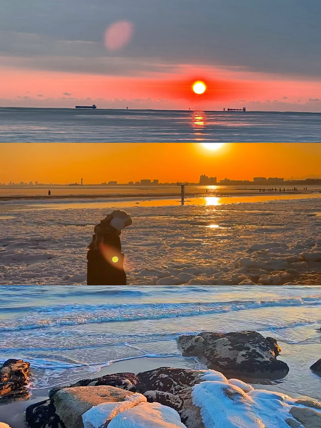 在秦皇島看到橘子味凍海了!日落的浪漫 在秦皇島看到橘子味凍海了!日落的浪漫