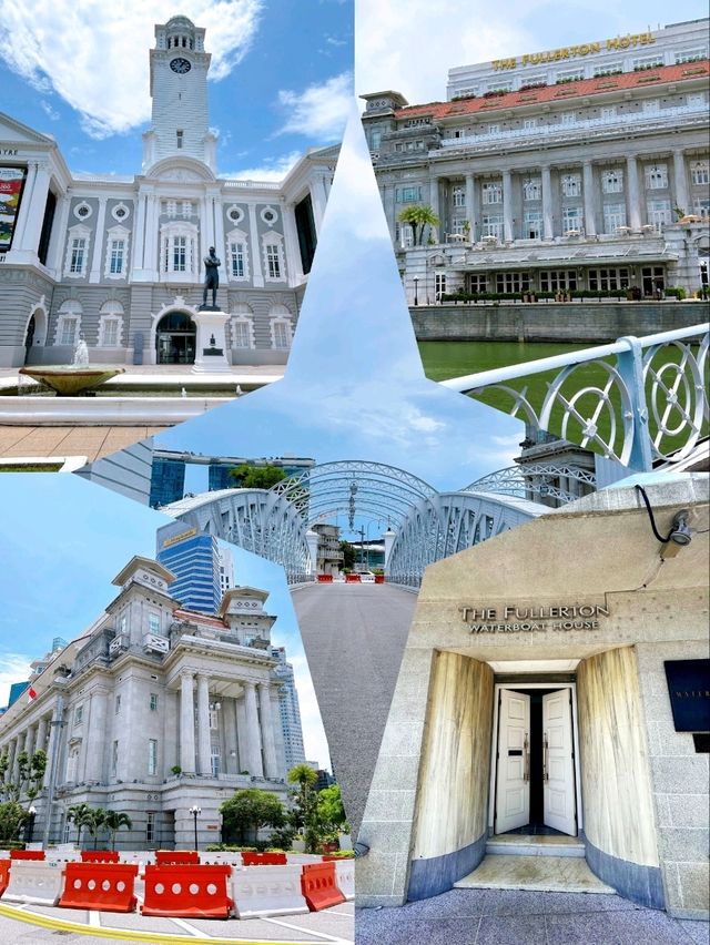 European Elegance in Singapore: The Fullerton Hotel, Victoria Theatre, and Anderson Bridge