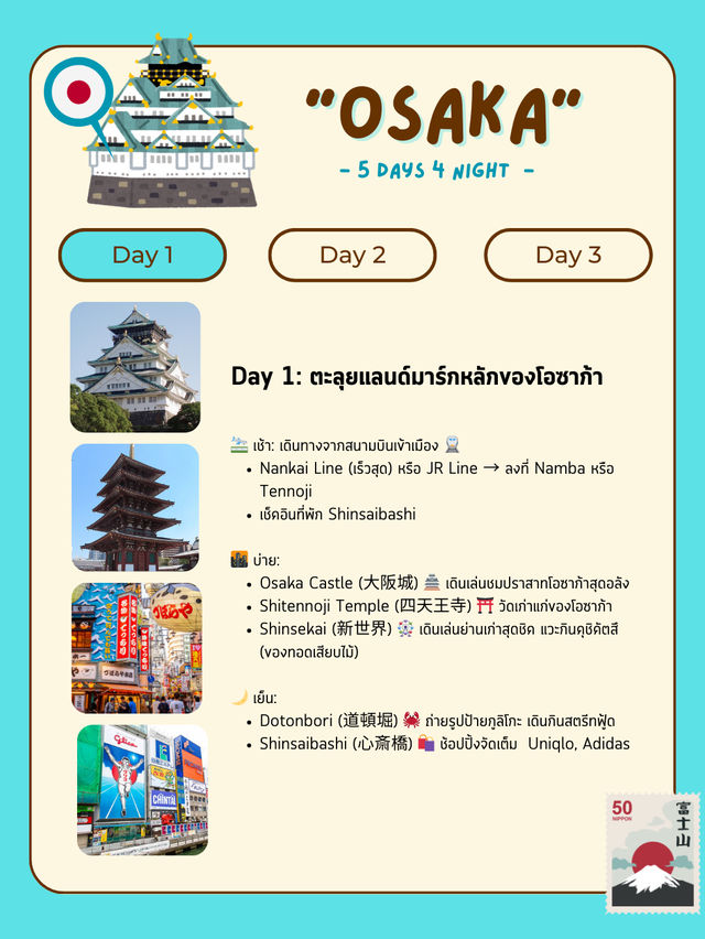 แจกแพลนเที่ยวโอซาก้า (Osaka) 5 วัน 4 คืน 🇯🇵🎌