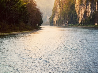 Golden Mountain Peaks And River Reflections