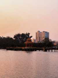夕陽西下的揭陽西湖也太美了吧