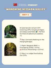 Wansheng Heishan Valley itinerary 