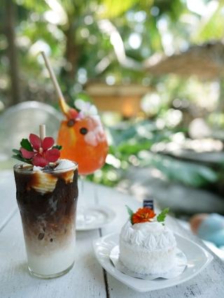 A cafe in a coconut garden where the coconut menu is delicious.