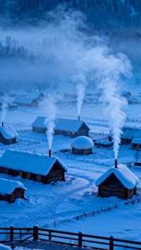 為了這幅水墨畫般的禾木村,我願意被“困”在冬天的新疆!