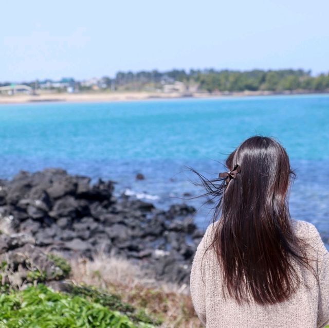 완벽한 바다색의 세화해수욕장