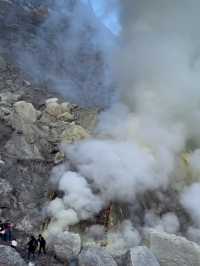伊真火山口的震撼體驗——硫磺煙霧與壯麗美景