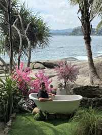 Rock beach swing, phuket, thailand