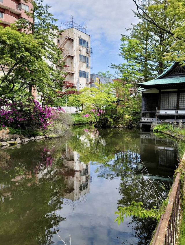 A serene and historic Shinto shrine located near Aomori Bay