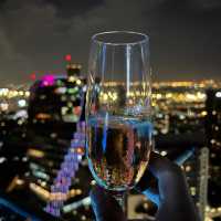 Fascinating night view at the rooftop bar Ocave Marriot Thonglor Bangkok 