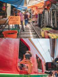 【タイ🇹🇭】電車スレスレでスリル満点！線路の上のマーケット！