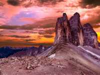 Enjoy the stunning sunrise at the Dolomites, Italy!