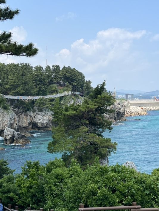 추암 해변 바위들과 바다