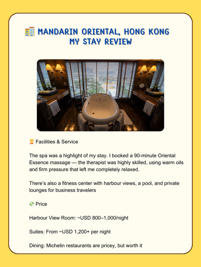 🏨 Mandarin Oriental, Hong Kong – My Stay Review