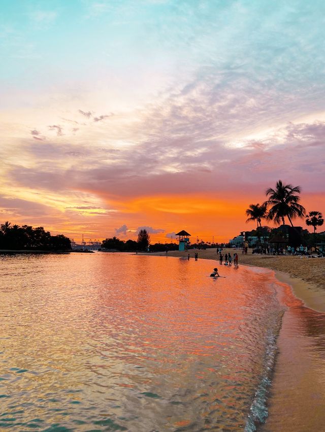 Siloso Beach with White Sand In Singapore