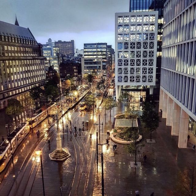 A busy square in the city 