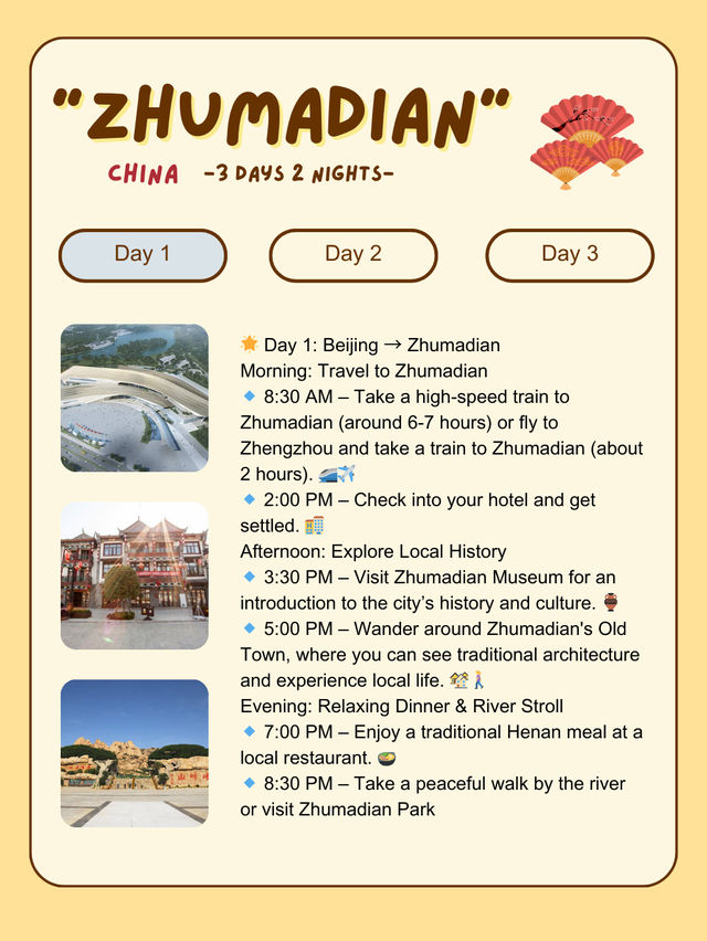 3-day itinerary in Zhumadian, China