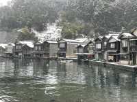 Winter magic in Ine no Funaya (伊根の舟屋), Kyoto ❄️🏘️ A peaceful snow-covered fishing village where tra