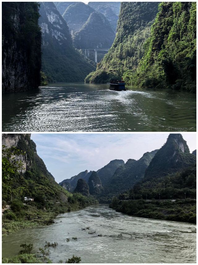 河池小三峽坐船睇山水景色靚到似幅畫真係正