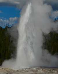 Old Faithful Geyser - the most famous geyser in Yellowstone National Park.