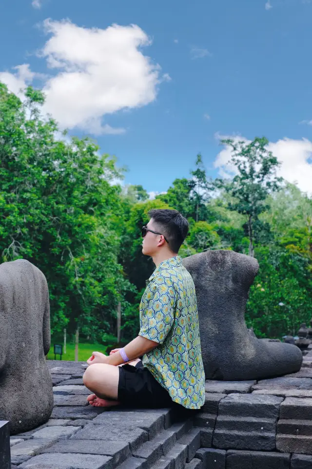 I am meditating at Borobudur