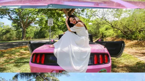 サイパンの美しい北部ロータリーの自動運転スポーツカー。 — traveler post in サイパン
