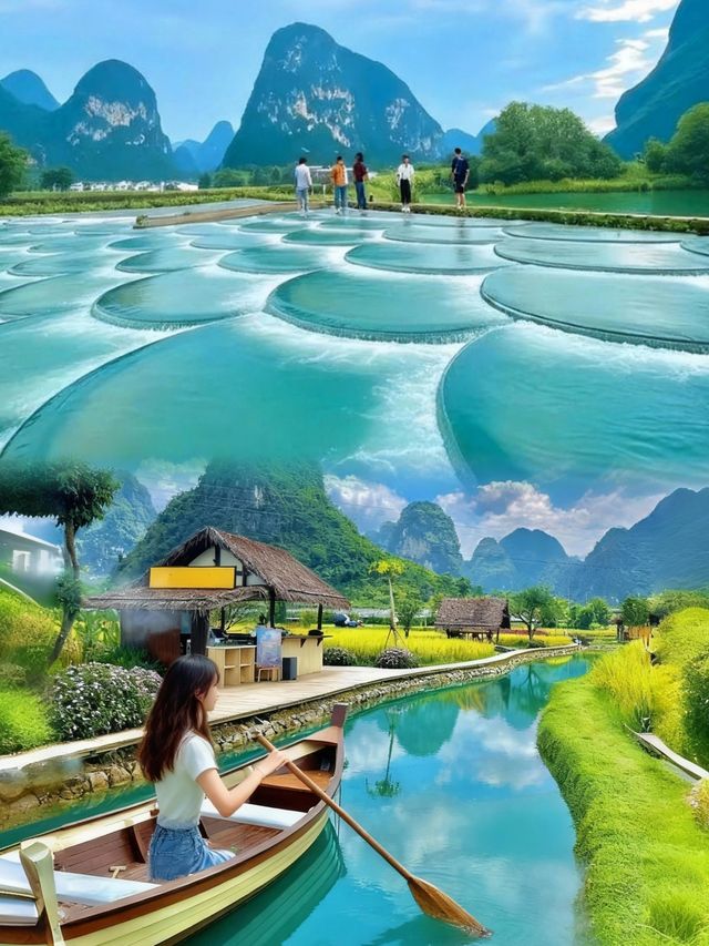 飛瀑垂青川,竹筏載笑過,德天山水入眼甜 飛瀑垂青川,竹筏載笑過,德天山水入眼甜